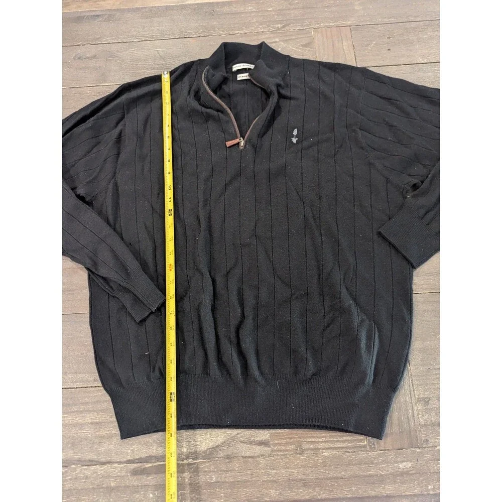 Peter Millar Mens Size XLarge 100% Italian Merino Wool Quarter Zip Black Sweater